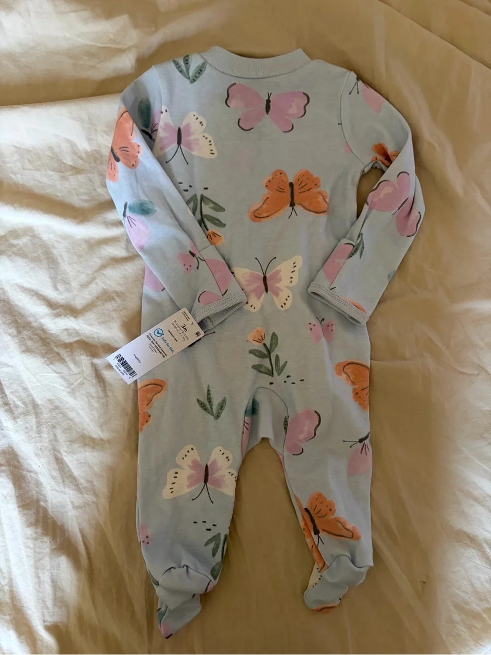 NWT Carter’s Blue Butterfly Print Footed One-Piece